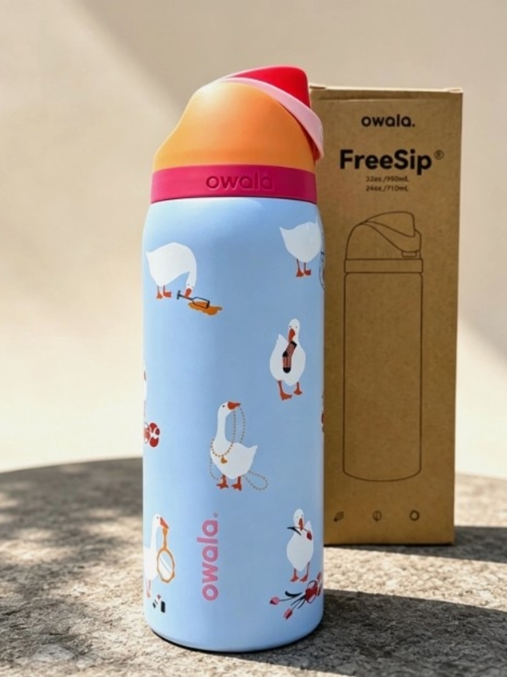 Owala Kids FreeSip Water Bottle - Blue with Pink & Orange Lid